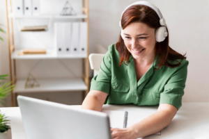 Teacher Watching Webinar